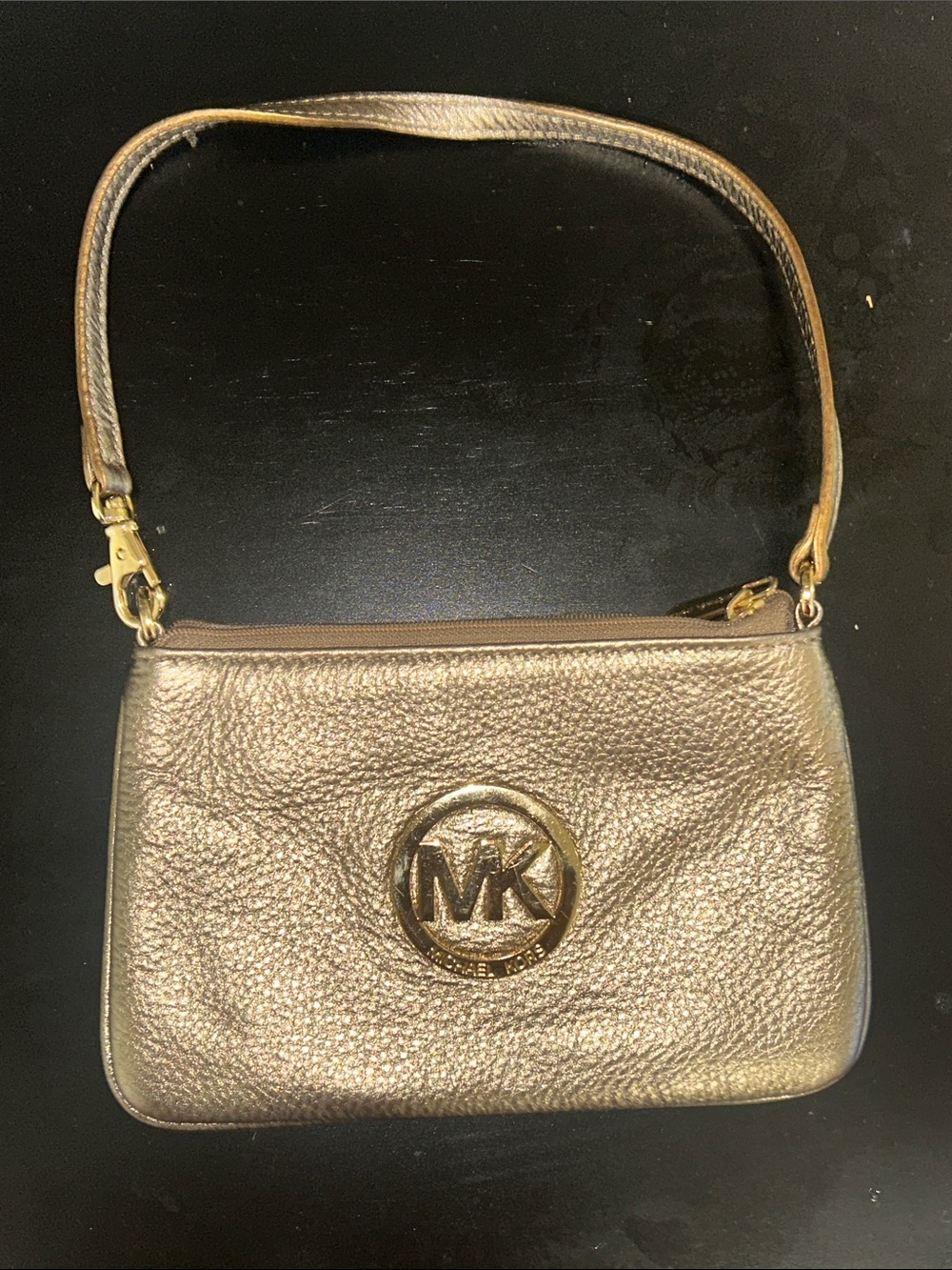 Michael Kors Metallic Gold Pebbled Leather Wristlet